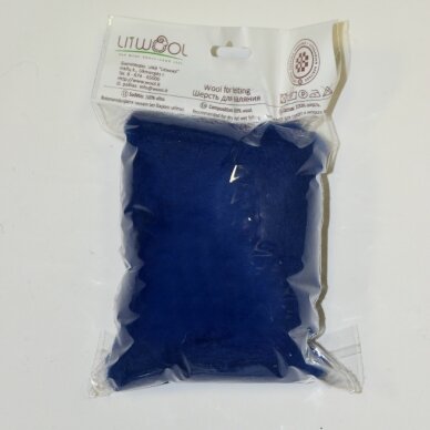 Lithuanian carded wool, Color - bluebottle, 27 - 32 mik.
