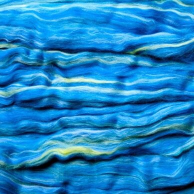 Multicolor Merino tops 50g. ± 2,5g. Colors - bright blue shades, 20,1 - 23 mik.