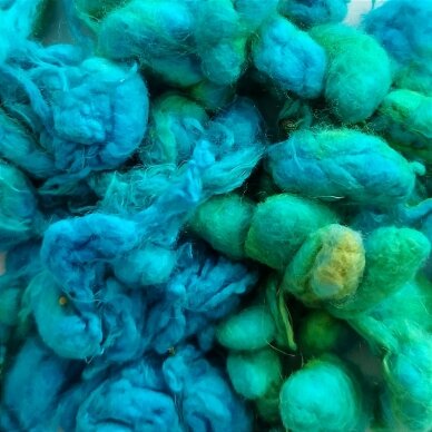 Silk cocoon. Color- turquoise. 5g.