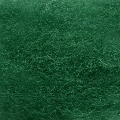 Lithuanian carded wool. Color - green, 27 - 32 mik.