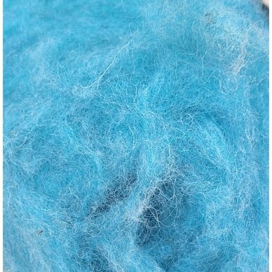 New Zealand carded wool 50g. ± 2,5g. Color - turquoise, 27 - 32 mik. (Kopija)