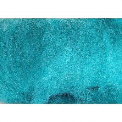 New Zealand carded wool 50g. ± 2,5g. Color - green blue, 27 - 32 mik.