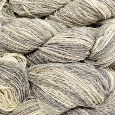 Wool yarn hank 150g. ± 5g. Color - cream, dark gray, natural white. 100% wool