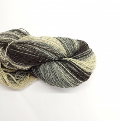 Wool yarn hank 150g. ± 5g. Color - brown, black, gray, white. 100% wool.