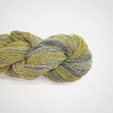 Wool yarn hank 150g. ± 5g. Color - mustard / gray . 100% wool.