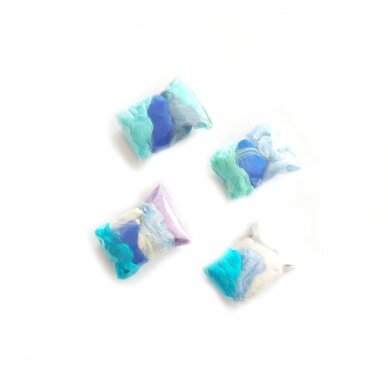 Silk fiber. Blue color mix. 5 g.