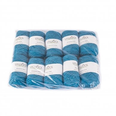 Wool yarn balls 10 balls of 100g. ± 5g. Color - turquoise 100% wool.