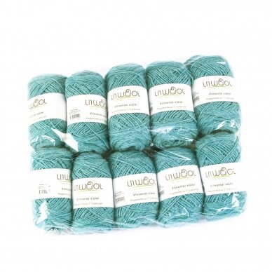 Wool yarn balls 10 balls of 100g. ± 5g. Color -green blue 100% wool.