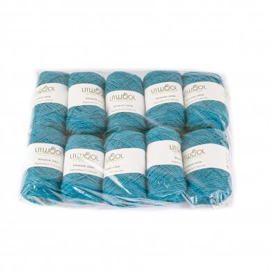 Wool yarn balls 10 balls of 100g. ± 5g. Color - blue turquoise. 100% wool.