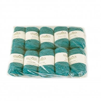 Wool yarn balls 10 balls of 100g. ± 5g. Color - dark green. 100% wool.