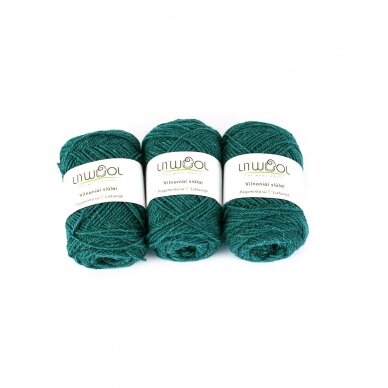 Wool yarn balls 10 balls of 100g. ± 5g. Color - green. 100% wool.