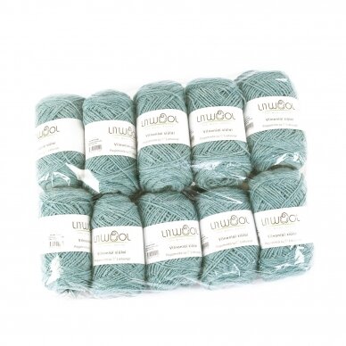 Wool yarn balls 10 balls of 100g. ± 5g .Color - light green. 100% wool.