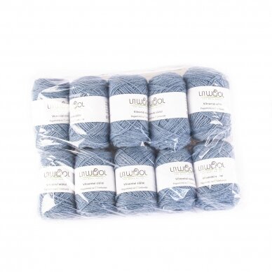 Wool yarn balls 10 balls of 100g. ± 5g. Color - light blue. 100% wool.