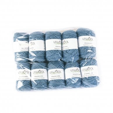 Wool yarn balls 10 balls of 100g. ± 5g Color - blue. 100% wool.