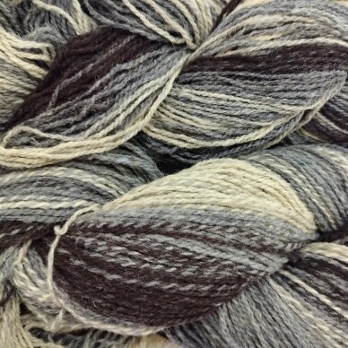 Wool yarn hank 150g. ± 5g. Color - brown, black, gray, white. 100% wool.