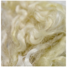 Wensleydale sheep wool curls. Color natural white 10g.