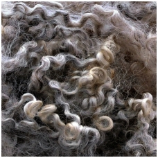 Wensleydale sheep wool curls. Colour gray. 10g.