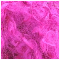 Wensleydale sheep wool curls. Colour bright pink 10g.