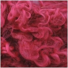 Wensleydale sheep wool curls. Color pink. 10g.