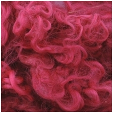 Wensleydale sheep wool curls. Colour bright pink. 10g.
