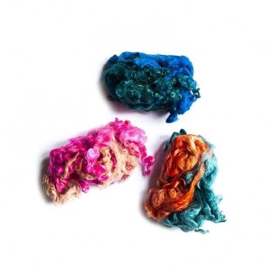 Wensleydale sheep wool curls. Colour MIX 10g.